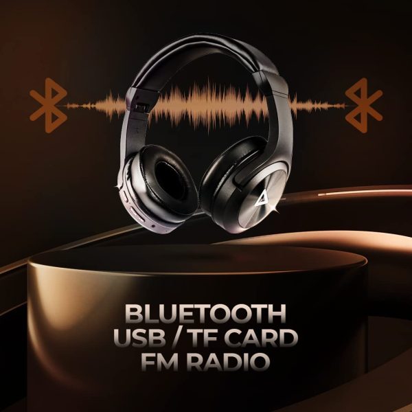 Hungama HiLife Buzz 101 Bluetooth Wireless Over Ear Headphones with 40 Hours Playback, with Mic, Passive Noise Cancellation, Black and Get 1 Year Free Subscription of Hungama Play & Hungama Music - Image 4