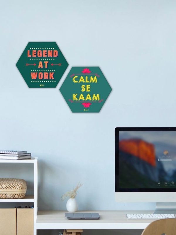 Indigifts Hexagon Poster Frame Set Legend at Work Quotes Printed Poster Frame, Room Décor, Room Decoration Items, Home Decorative Gift Item, Decor Items for Living Room, Bedroom, Kitchen Corner