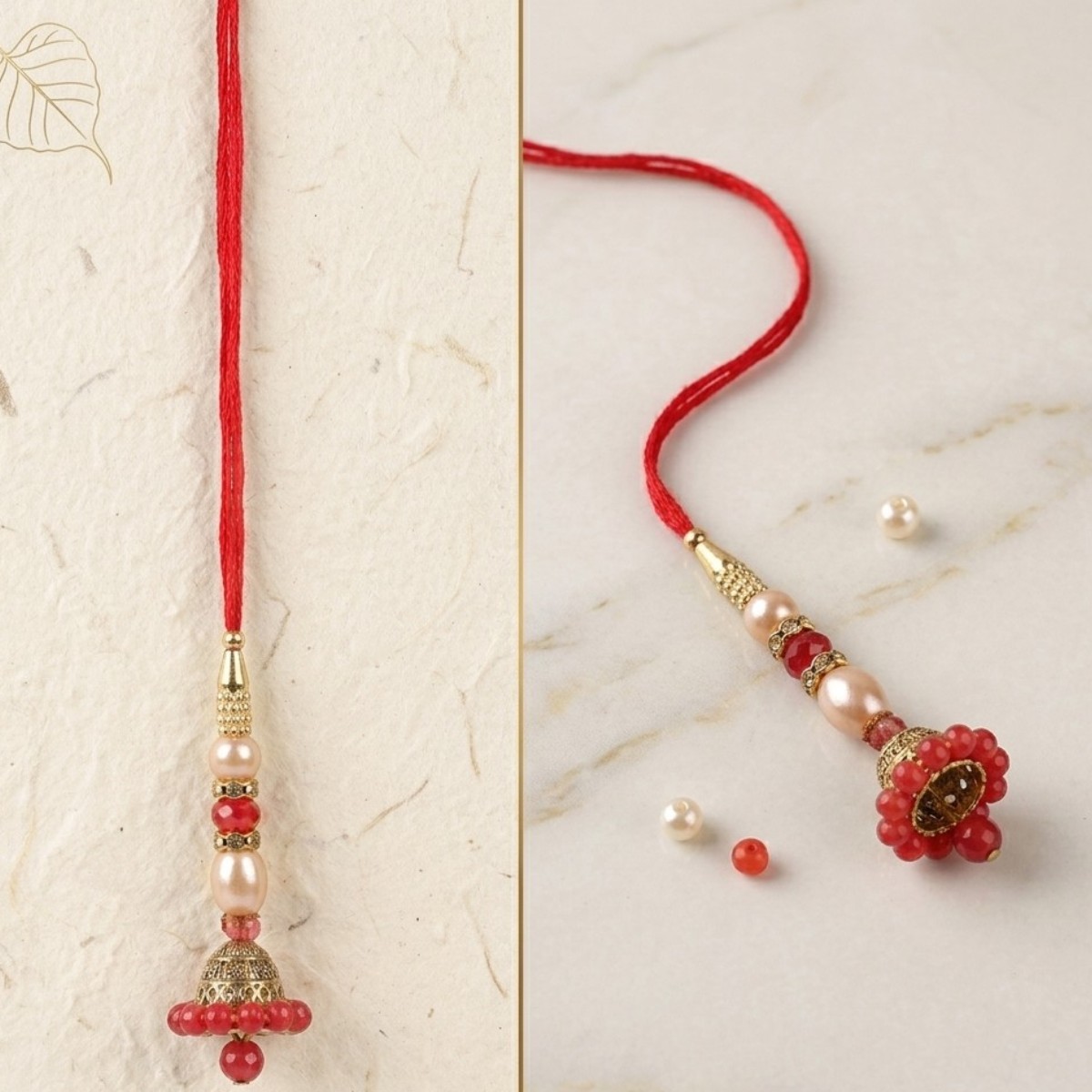 ACCESSHER Traditional Lumba Rakhi - Delicate Jhumka for Bhabhi with Roli, Kumkum & Greeting Card - Image 2