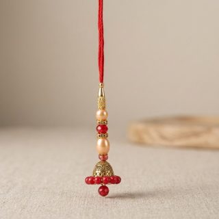 ACCESSHER Traditional Lumba Rakhi - Delicate Jhumka for Bhabhi with Roli, Kumkum & Greeting Card