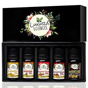 Luxura Sciences Organic Essential Oil Combo for Anti-Ageing - Lavender, Lemon, Ylang Ylang, Avocado & Vitamin E Oils (Pack of 5 x 15 ML)