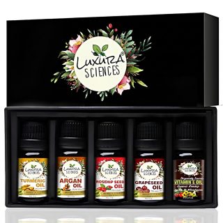 Luxura Sciences Organic Essential Oil Combo for Anti-Ageing - Lavender, Lemon, Ylang Ylang, Avocado & Vitamin E Oils (Pack of 5 x 15 ML)