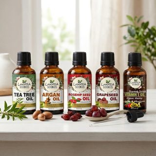 Luxura Sciences Organic Essential Oil Combo for Daily Skin Health – Rosehip Seed, Argan, Tea Tree, Grapeseed & Vitamin E Oils (Pack of 5 x 15 ML)