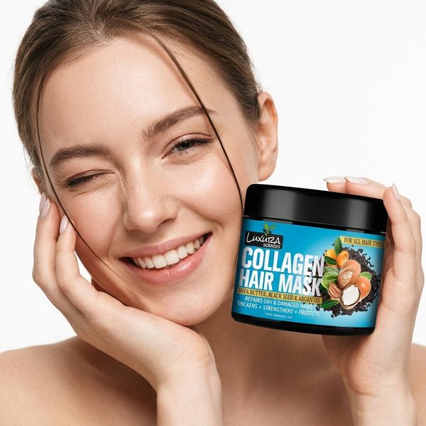 Luxura Sciences Collagen Hair Mask & After-Shower Conditioner | Enriched with Black Seed Oil, Argan Oil & Shea Butter | Deep nourishment & hydration | 100 g (Refreshing Peace) Luxura Sciences Collagen Hair Mask with Black Seed Oil & Shea Butter (100g)