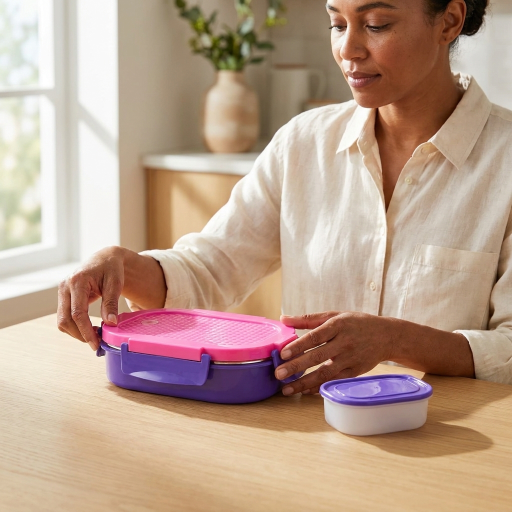 SWARG KITCHEN Purple Double Walled Insulated Lunch Box - BPA Free Food Grade Tiffin Set for Long-Lasting Heat Retention - Image 2