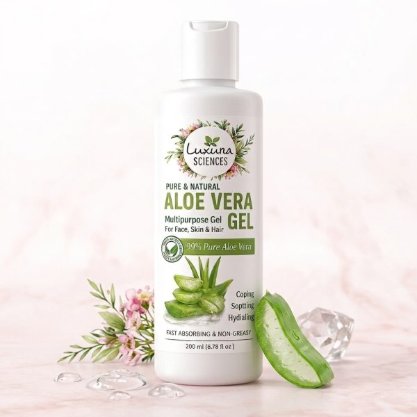 Luxura Sciences Aloe Vera Gel 200ml | Pure Hydrating & Soothing Gel | Lightweight, Non-Sticky | For All Skin Types Luxura Sciences Aloe Vera Gel for Skin Care (200 ML)