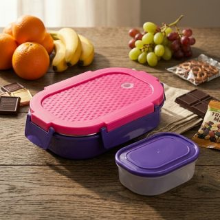 SWARG KITCHEN Purple Double Walled Insulated Lunch Box - BPA Free Food Grade Tiffin Set for Long-Lasting Heat Retention