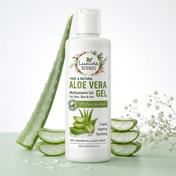 Luxura Sciences Aloe Vera Gel 200ml | Pure Hydrating & Soothing Gel | Lightweight, Non-Sticky | For All Skin Types Luxura Sciences Aloe Vera Gel for Skin Care (200 ML)