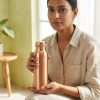 SWARG KITCHEN 950 ML Plain Textured Pure Copper Water Bottle - BPA Free Copper Drinkware