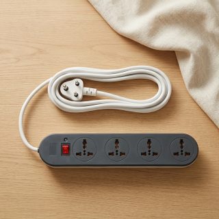 Swarg Homes Black & White 4+1 Power Strip with Master Switch, 4 Universal Sockets & 4 Meter Cord - 6A Extension Board