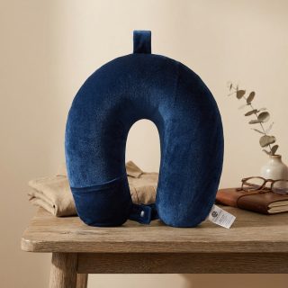 SWARG HOMES Blue Premium Travel Neck Pillow with Cervical Support – Comfortable Rest Cushion for Flight, Car, Office & Home Use