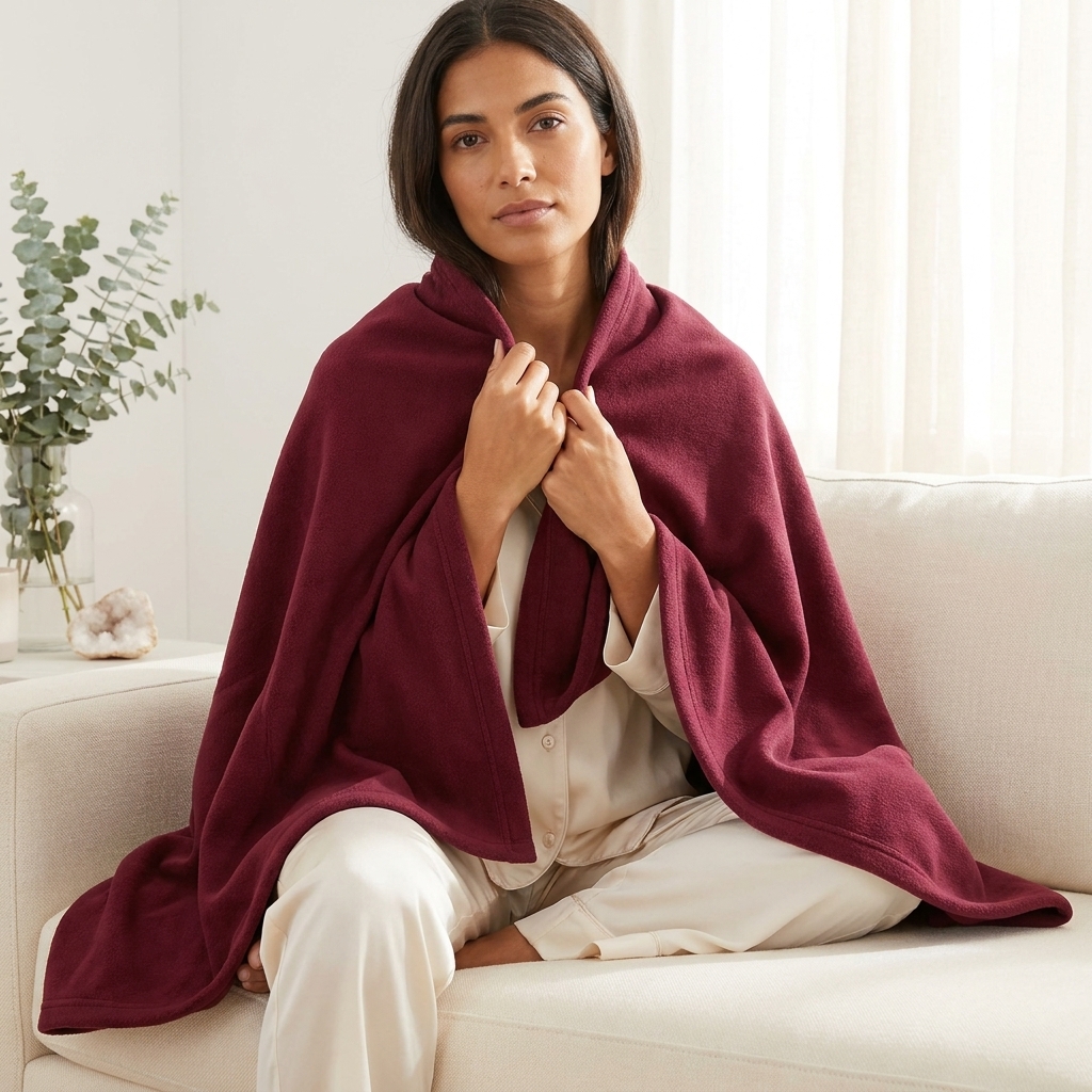 SWARG HOMES Maroon Solid Double Fleece Blanket - 600 GSM Soft Comfort Bedding - Image 2