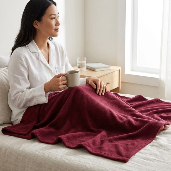 SWARG HOMES Maroon Solid Double Fleece Blanket - 600 GSM Soft Comfort Bedding