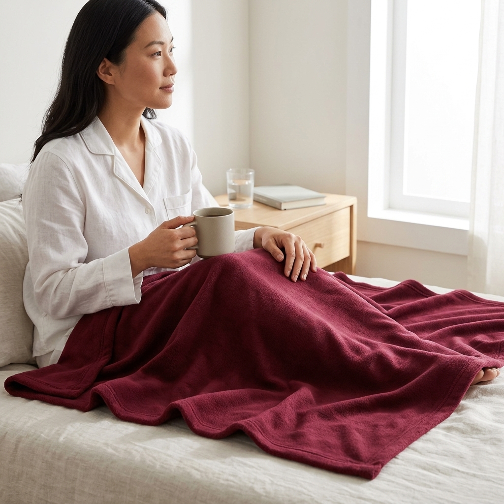 SWARG HOMES Maroon Solid Double Fleece Blanket - 600 GSM Soft Comfort Bedding - Image 3