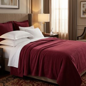 SWARG HOMES Maroon Solid Double Fleece Blanket - 600 GSM Soft Comfort Bedding