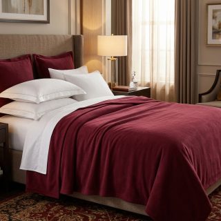 SWARG HOMES Maroon Solid Double Fleece Blanket - 600 GSM Soft Comfort Bedding
