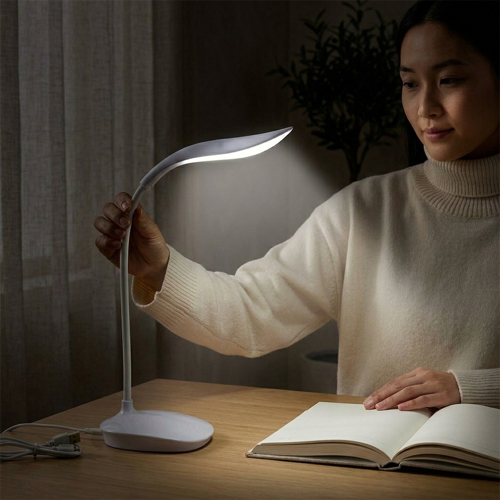 SWARG HOMES White Rechargeable LED Study Table Lamp with Touch Control - Eye Protection Reading Desk Light - Image 7