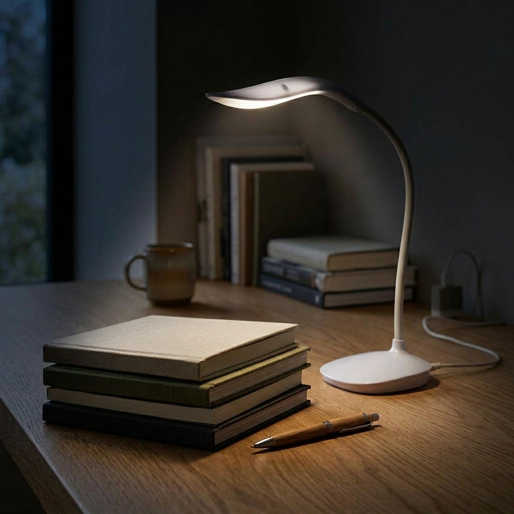 SWARG HOMES White Rechargeable LED Study Table Lamp with Touch Control - Eye Protection Reading Desk Light - Image 5