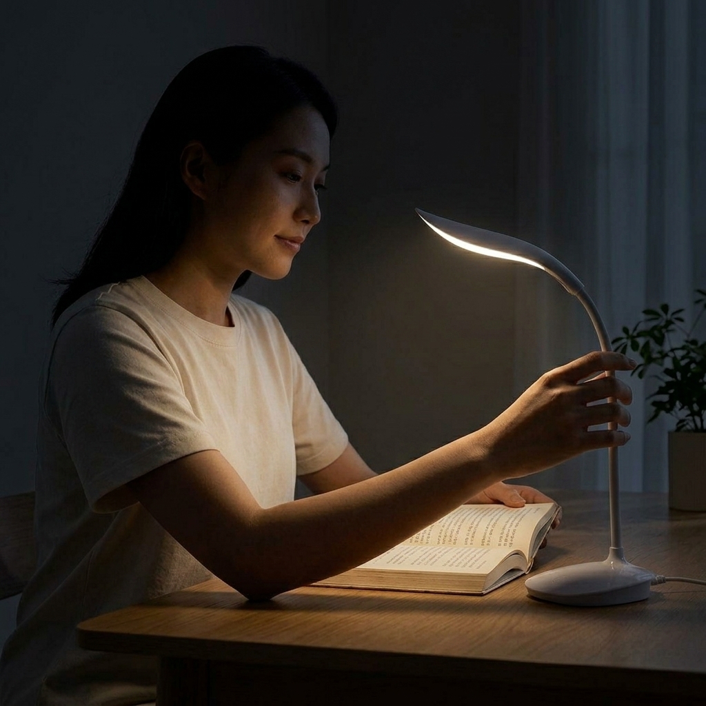 SWARG HOMES White Rechargeable LED Study Table Lamp with Touch Control - Eye Protection Reading Desk Light - Image 3