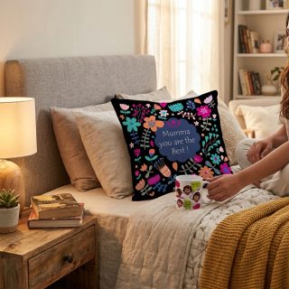 IndiGifts “Mumma You Are The Best” Printed Cushion & Coffee Mug Gift Set