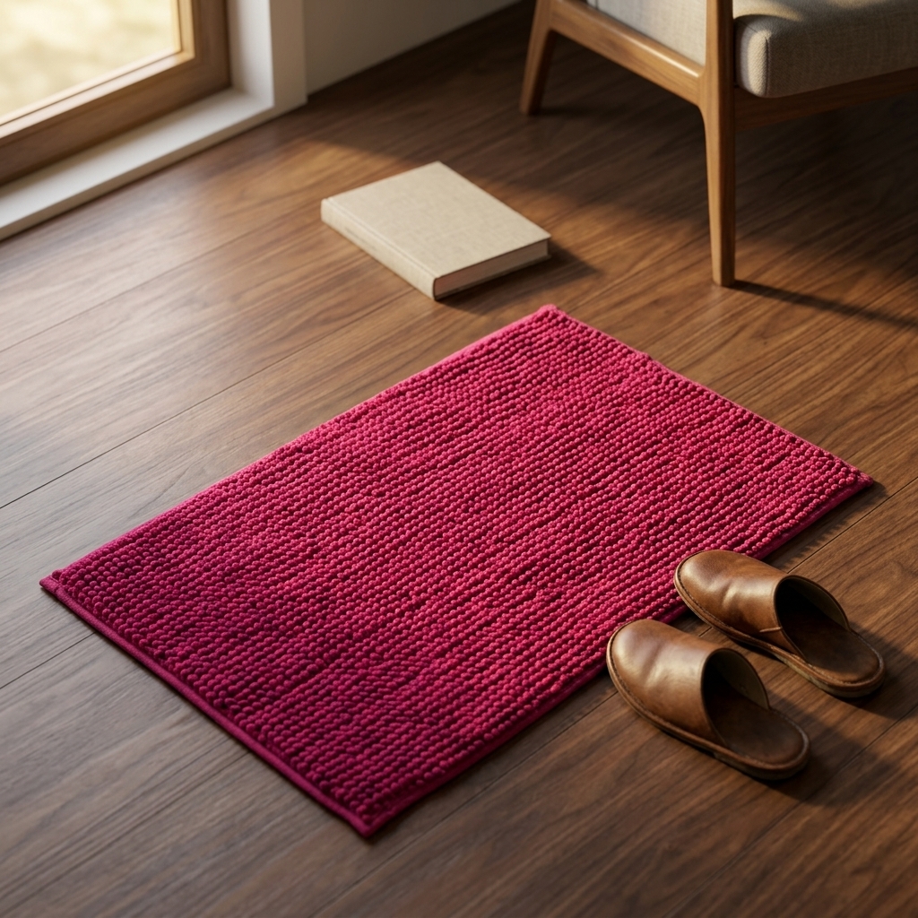 SWARG HOMES Red Popcorn Microfiber Anti-Skid Bath Mat - Water Absorbent & Easy to Clean (37×57 CM)