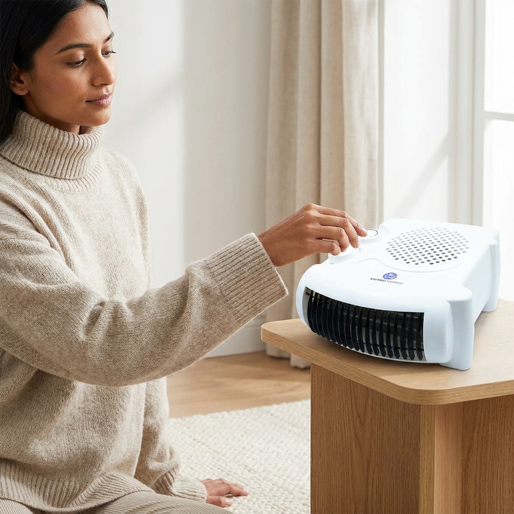 SWARG HOMES 1000/2000 Watts Room Heater with Adjustable Thermostat with Dual Placement Electric fan Room Heater (White Color, Ideal for small to medium Room Area) | 1 Year Warranty - Image 6
