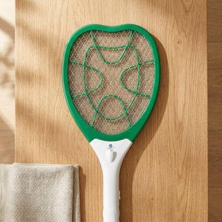 SWARG HOMES Green Rechargeable Mosquito Racket with UV & LED Light