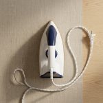 Max 1000W Dry Iron Press for Clothes with Advanced Golden Plate - Easy Grip Temperature Knob Electric Iron Box (White/Blue)