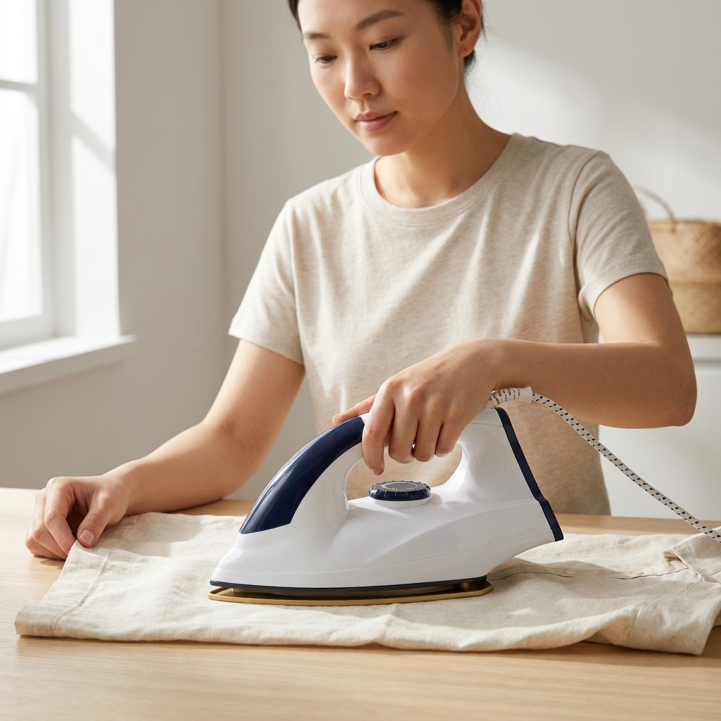 Swarg Homes Max (1000 Watts) Dry Iron Press for Clothes | Advance Golden Plate | Easy Grip Temperature Knob | Anti - bacterial Coating Technology Electric Iron Box (White/Blue) - Image 4