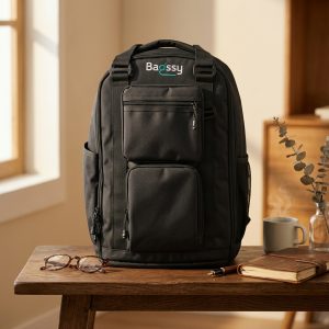 BAGSSY 10L Laptop Backpack | Compact School, Office & Work Backpack with Multiple Zip Pockets | Lightweight Everyday Backpack for Men & Women | Black