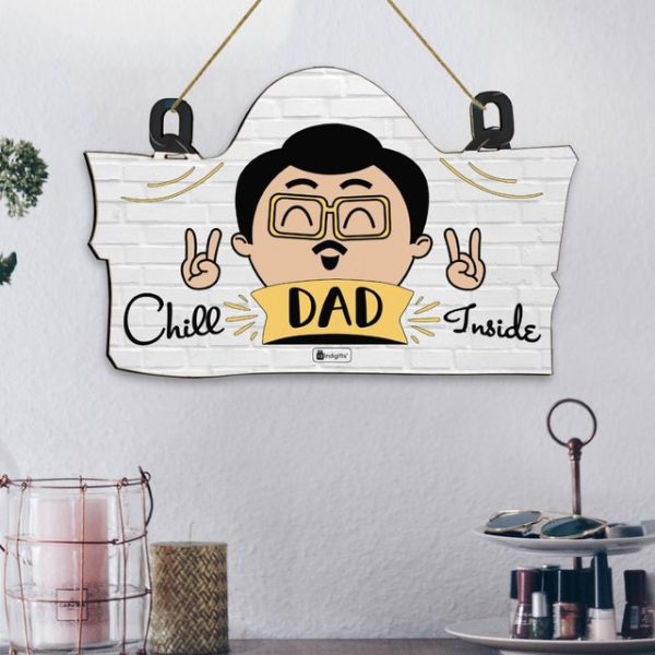 Indigifts Chill Dad Inside Wall Hanging 11.05x7 Inch- Wall Hanging Décor, Wall Hanging for Home Decoration, Birthday Gift for Cool Dad - Image 3
