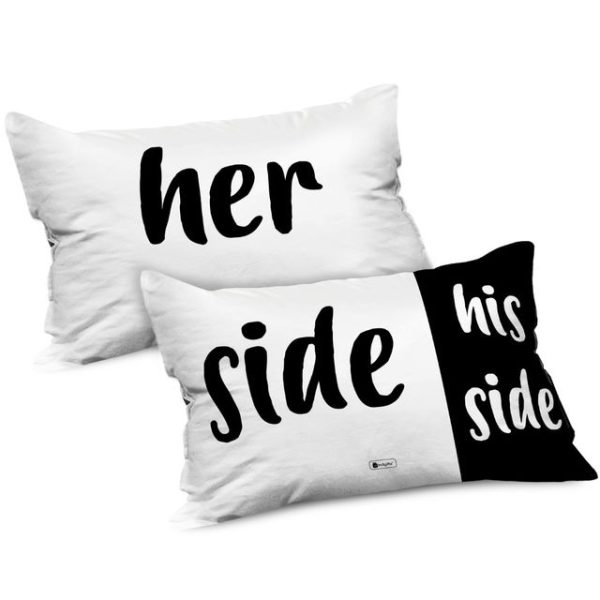 Indigifts Couple Pillow Cover His Her Side Printed Pillowcases for Married Couples 12"x18" Set of 2 - Anniversary Gift, Wedding Gift, Newly Wed Gifts For Couple - Image 2