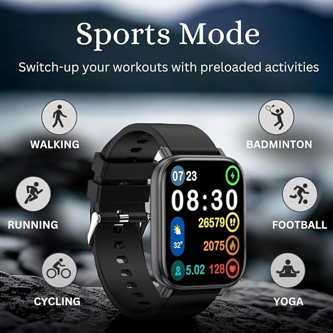 Hungama HiLife G1 Bluetooth Calling Smartwatch with 1.75"(4.4cm) Full Touch HD Display, Built in Speaker and Mic, SpO2, Blood Pressure & Heart Rate Monitor,IP67 Waterproof, Multiple Watch Faces - Image 2