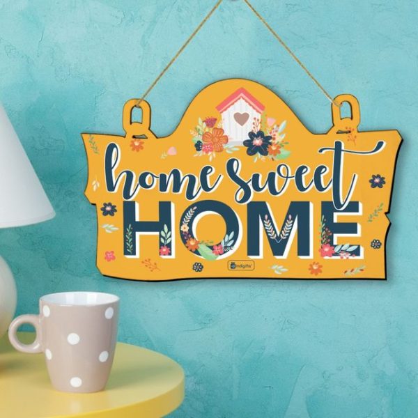 Indigifts Home Sweet Home Printed Wooden Home Entrance Decor 11.05x7 Inches - Home Decoration| Home Decor for Wall | Material: 4mm Medium Density Fiber made out of wooden residual glued under heat - Image 2