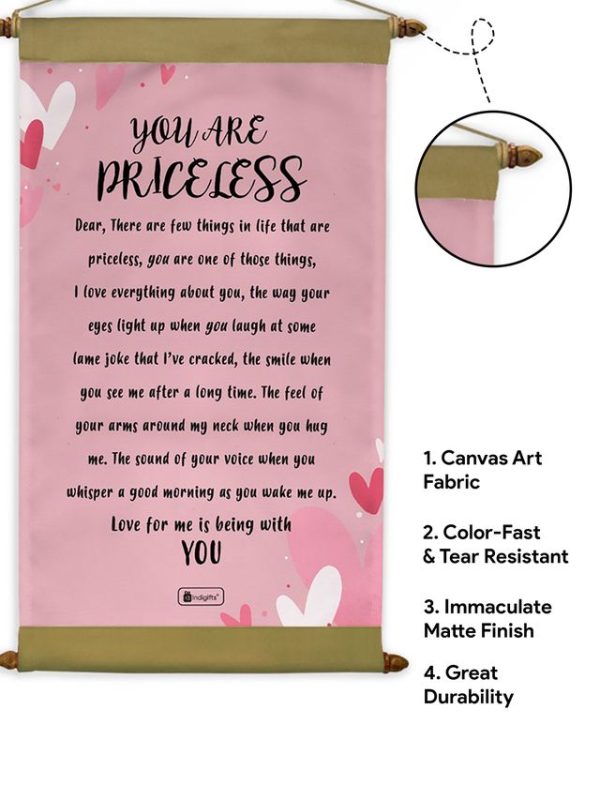 Indigifts Valentines Day Gifts For Girlfriend You are Priceless Printed Pink Scroll Card 17x9.5 Inches - Best Gift for Boyfriend Birthday, Anniversary Gift for Girlfriend, Love Gifts for Him/ Her - Image 4