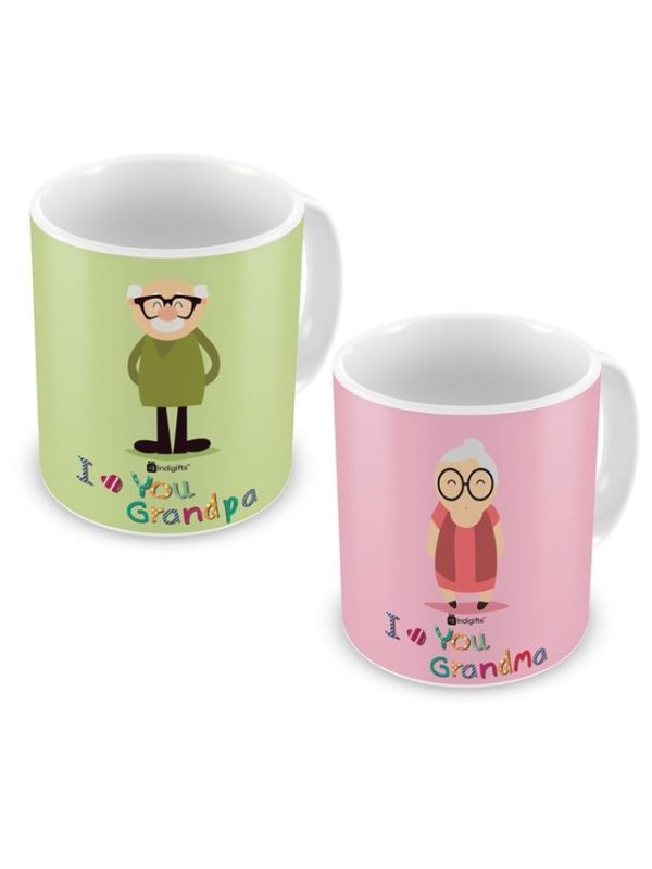 Indigifts I Love You Grandma Grandpa Coffee Mug Set of 2 | Printed Ceramic Coffee Mug 325 ml | 3 Layer Safe Packaging | MATERIAL: White Ceramic| High Quality Digital Printing| Premium Quality - Image 3