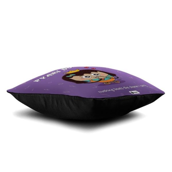 Indigifts Printed Cushion Cover with Filler | Pyari Dulari | Polysatin | 12x12 Inches | Comfortable Purple Cushions | Friends Cushion Pillow| Gift for Friends Birthday | Soft Decorative Pillows - Image 4