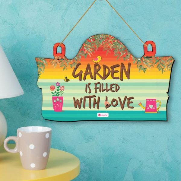 Indigifts Design Wooden Door Wall Hanging Family Funny Quirky Quote (Garden Hanging) Garden Wall Hanging - Image 3
