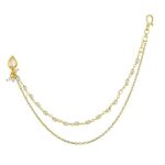 ACCESSHER Gold Plated Traditional and Ethnic Ruby Kundan Embellished Delicate Clip On/Non-Piercing Nose Ring/Nathani with Pearl Chain for Women Pack of 1