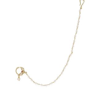 ACCESSHER Gold Plated Traditional and Ethnic Ruby Kundan Embellished Delicate Clip On/Non-Piercing Nose Ring/Nathani with Pearl Chain for Women Pack of 1