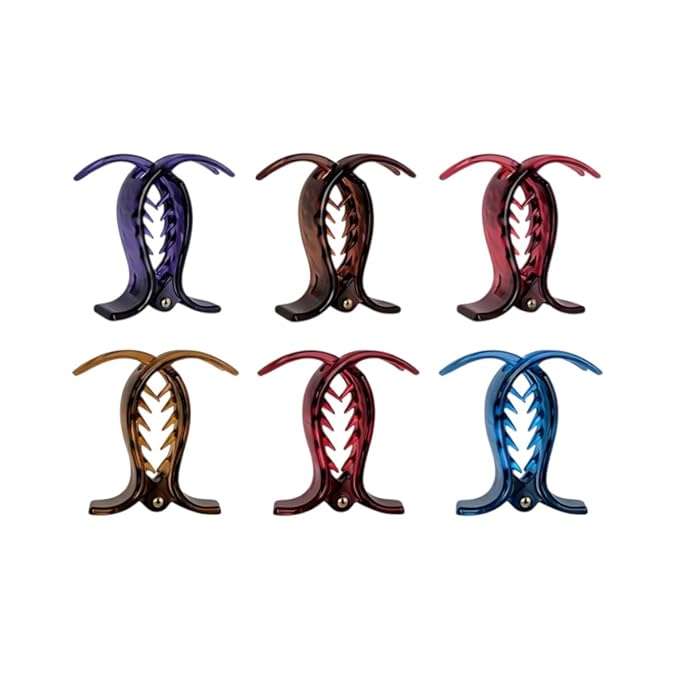Accessher Black Acrylic Triangle Hair Clip Set - Medium Size Hair Accessories (Pack of 6)