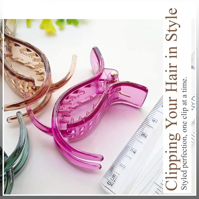 Accessher Black Acrylic Triangle Hair Clip Set - Medium Size Hair Accessories (Pack of 6) - Image 3