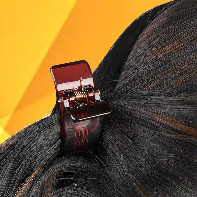 Accessher Black Acrylic Triangle Hair Clip Set - Medium Size Hair Accessories (Pack of 6) - Image 4