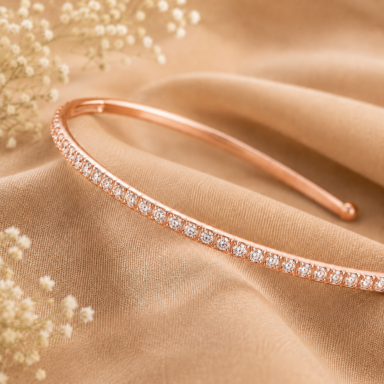 AccessHer Rose Gold Rhinestone Hair Hoop - Stylish Party & Ethnic Wear Hairband - Image 2
