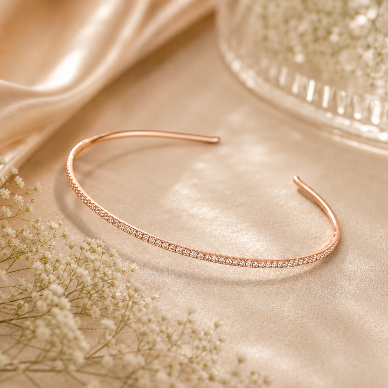 AccessHer Rose Gold Rhinestone Hair Hoop - Stylish Party & Ethnic Wear Hairband - Image 4