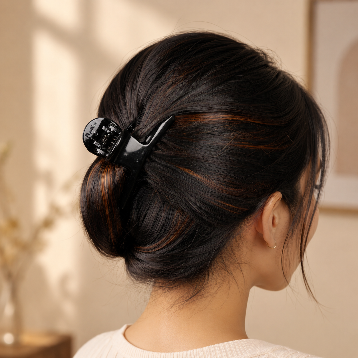 Accessher Black Acrylic Butterfly Claw Clip Set with Tight Grip - Medium Size Hair Clutchers (Pack of 6) - Image 4
