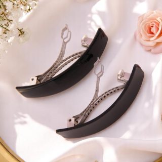 AccessHer Matte & Glossy Black Hair Clutcher Set for Women & Girls – Strong Hold Barrette Hair Clips with Spring Claw Design, Pack of 2 Hair Accessories (Pack of 2)