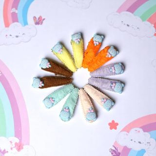 ACCESSHER Colourful Soft-Fabric Hair Clip Combo Set for Baby Girl With Lolipop Motif| Mini Tic Tac Metal Side Pins with Cute Shapes | Fun Hair Accessories for Kids and Girls