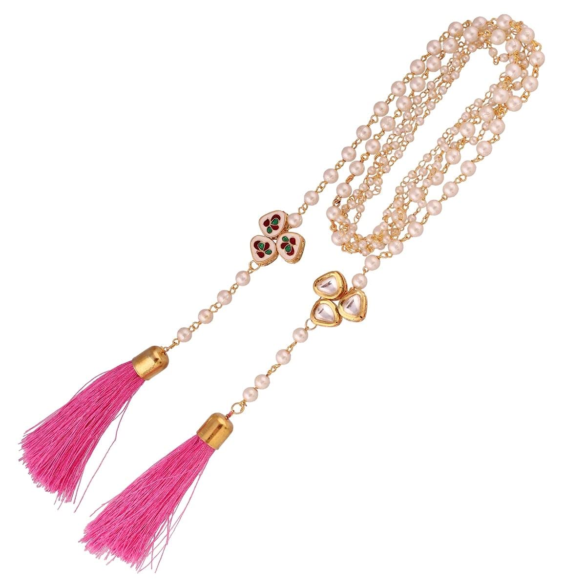 ACCESSHER Contemporary Knotted Link Chain Necklace - Freshwater Pearls & Lobster Claw Closure for Women (Pink) - Image 5