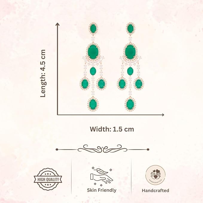 ACCESSHER Elegant Gold-Tone Crystal Dangle Earrings | American Diamond Studded Lightweight Jewellery For Gift | Stylish Earring Set For Women & Girls (Purple) - Image 4